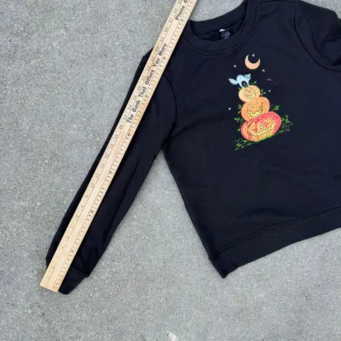 Holiday Edition Halloween Jackolantern embroidered Spooky Cat Black Sweatshirt S