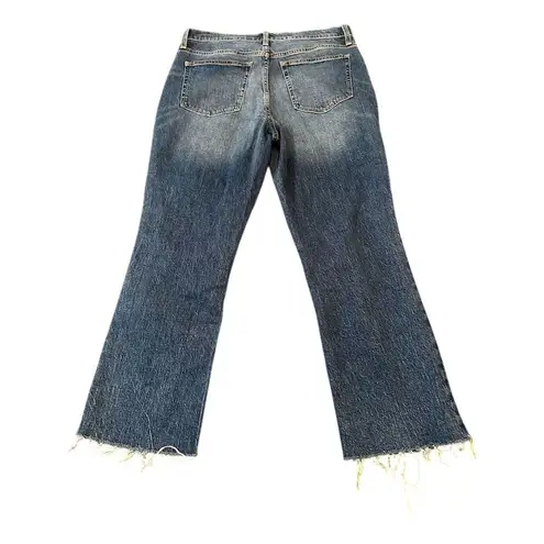 J.Crew  Women's Flare Crop Jeans Size 28 Dark Blue Frayed Hem Sustainable