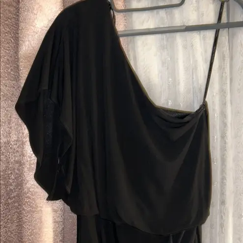 David Meister  Size 8 Black One-Shoulder Dress