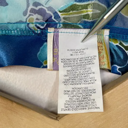 Vintage California Dynasty Sheer Floral Burnout Open Kimono Robe Duster womens S Blue