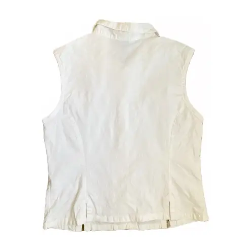 Lands'End Vintage 90s  White Collared Cropped Button Down Tank Top 🔥