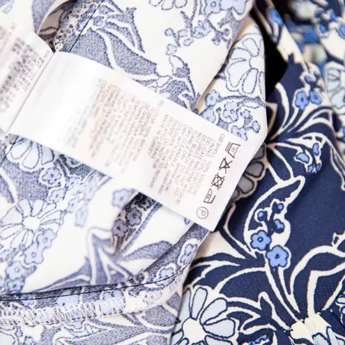 NEW Reiss Jennah Blue White Print Pattern Chiffon Puff Short Sleeve Midi Dress 2