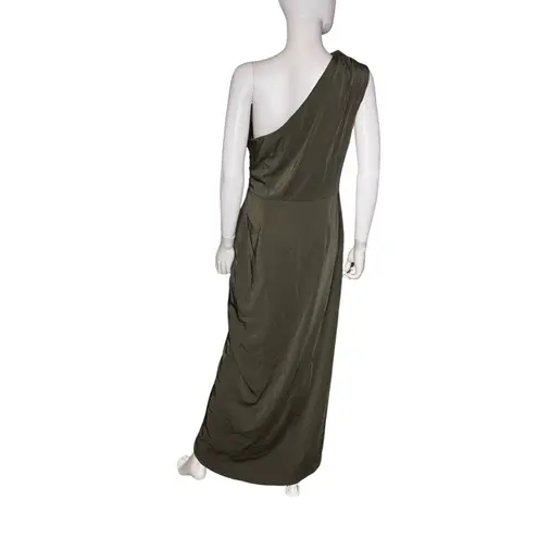 XScape Women's Asymmetric One-Shoulder Satin Gown Moss Sz 10