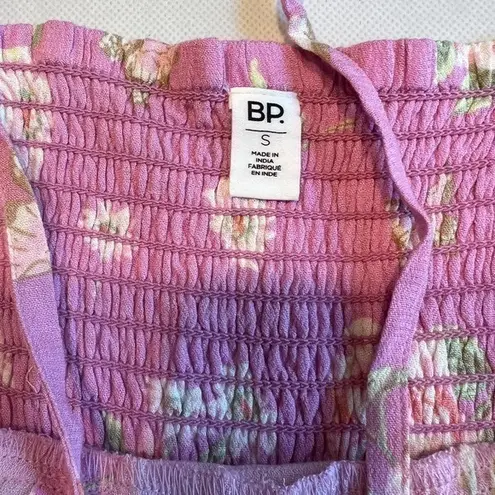 BP Floral Print Tie Front Cami Top Adjustable Straps Purple Small Purple