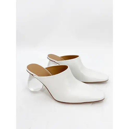 Loewe White Calfskin Bulb Drop Heel Mules 37 NOWB