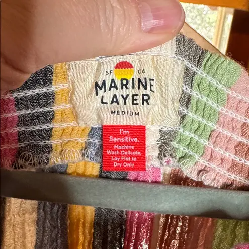 Marine layer Shirley Stripe Off Shoulder Cotton Minidress Bold Multi Sz Medium