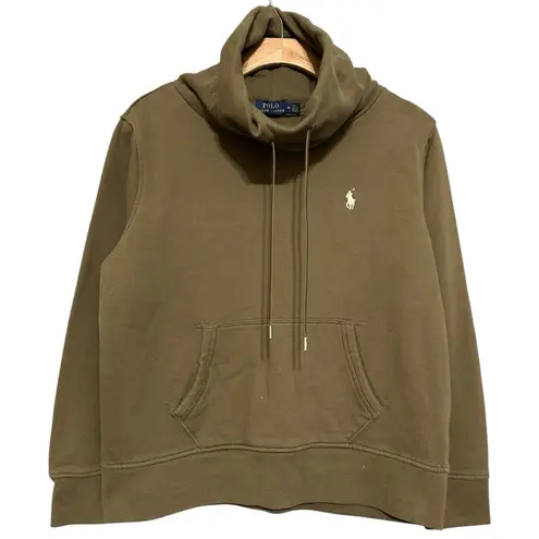 Polo Ralph Lauren Size M Olive Army Green Funnel Neck Kangaroo Pocket Sweatshirt Size M