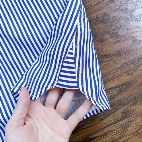 Few Moda • Shirting Lace Cape Mini Dress blue white striped black open shoulder