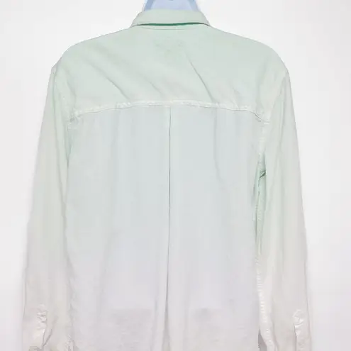 Rails Ingrid Dip Dye Mint Julep Linen Blend Button Up Shirt Lightweight Collared