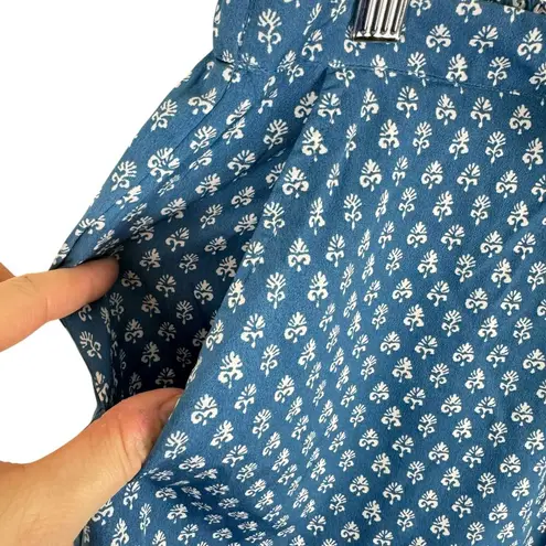 Haute Hippie Blue White Drawstring Waist Lightweight Satin Pajama Shorts Size M