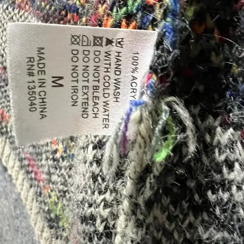 Kamana Southwestern Longline Cardigan Sweater Aztec Knit Boho Open Front M Gray Size M