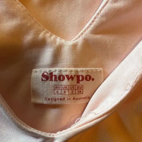 Showpo Baby Pink Deep V Snap Closure Cheeky Bodysuit Sz 2 Balletcore Lagenlook Pink