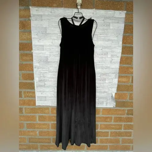 Cykxtees Sleeveless Maxi Dress Velvet Red Brocade VINTAGE 90's Y2K XL Black