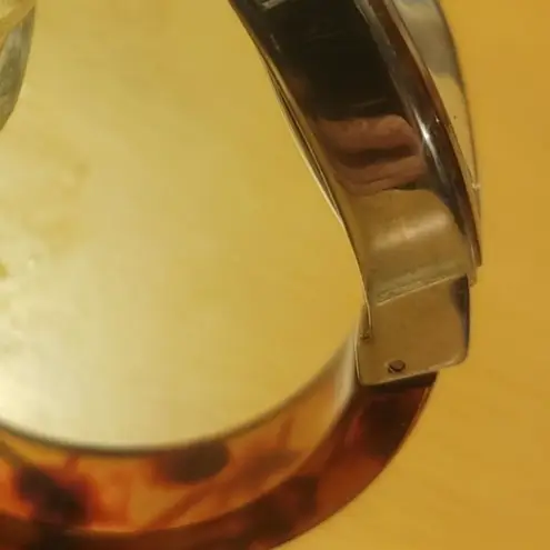 Watch Cuff Prestige Waltham Quartz Vintage Tortoiseshell Stainless Steel Back Silver