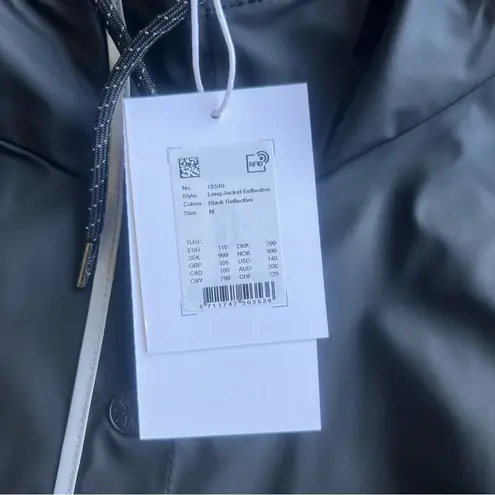 RAINS Long Reflective Black Rain Coat Size Medium SKU#C24353