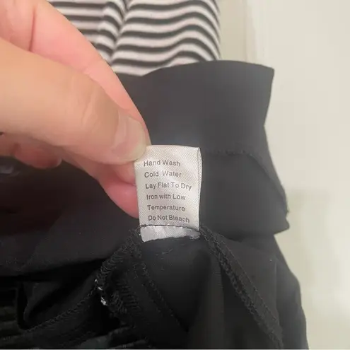 Ming Wang Cardigan Sweater Women’s Large Black Stripe Open Front 3/4 Sleeve