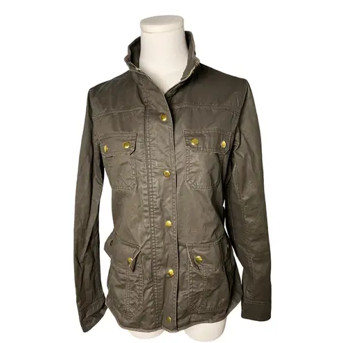 J.Crew Women Waxed Field Jacket Olive Brown Green Brown S Utility Heritage Coat