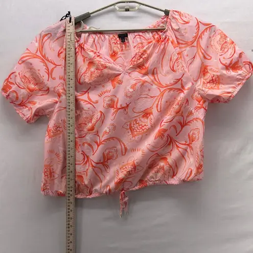 Talbots Crop Floral Top Pink Peach 1X