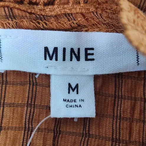 Mine Brown Puffy Sleeve Blouse with Crochet Detail NWOT Size Medium