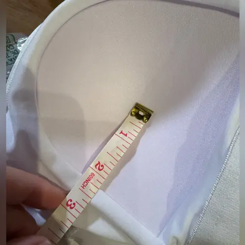 E.Menie White ruched spaghetti strap one piece build in bra swimsuit medium