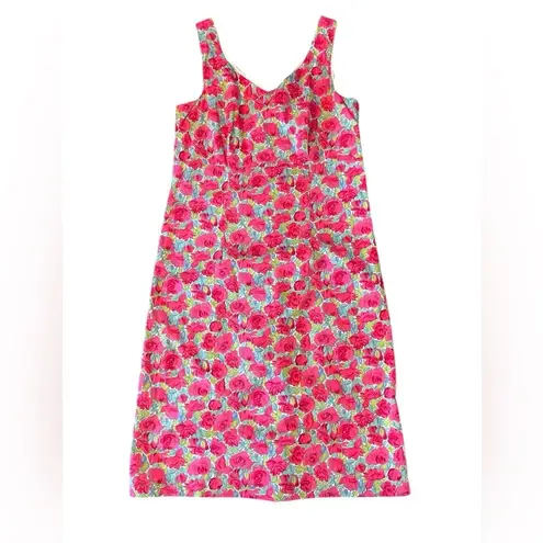 Garnet Hill Petite 10 Rose Floral Sleeveless Dress Sheath A-Line