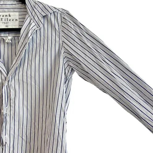 Frank & Eileen Grayson Navy Blue Stripe Cotton Button Down Shirt XS