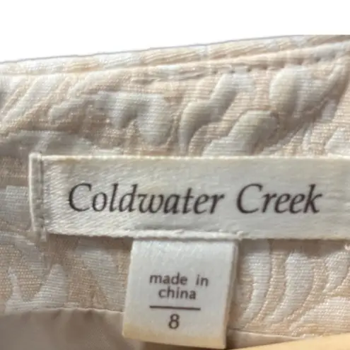 Coldwater Creek  Women’s Dress Sz 8 White and Cream Embossed Classic Sheath