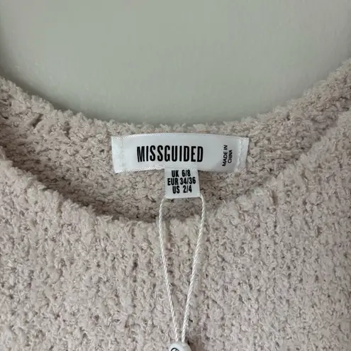 Missguided Cream Knitted Cropped Tank Top Tan Size 2