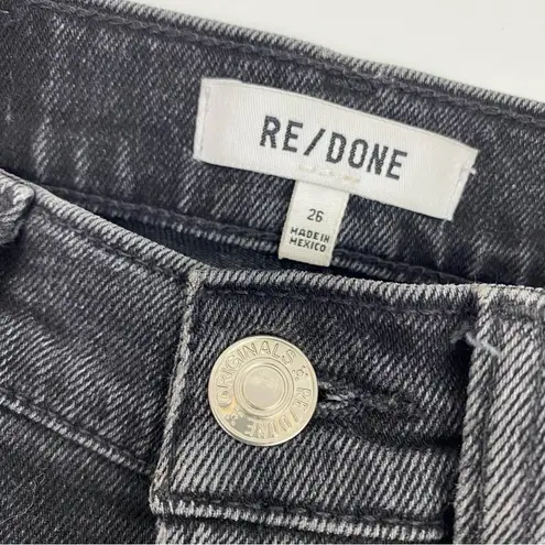 RE/DONE Originals 70s Stove Pipe Straight Jeans Faded Coal With Rips Distressed