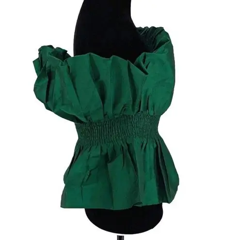 Majorelle  Revolve Women’s Lined Ruffled Smocked Waist Strapless Blouse Green Lar