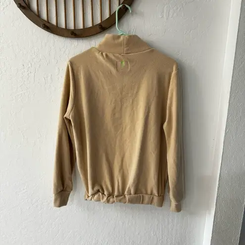 Dudley Stephens Tan Baldwin Mock Neck Terry Cloth Style Sweater XS