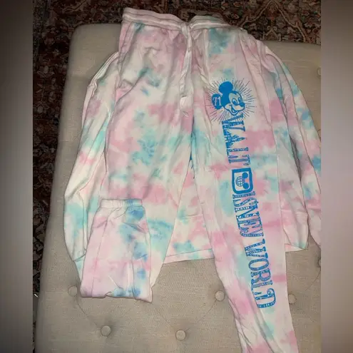 Disney Walt  World Pastel Long Sleeve Tie Dye Lounge Pullover & Sweatpants - Image 3