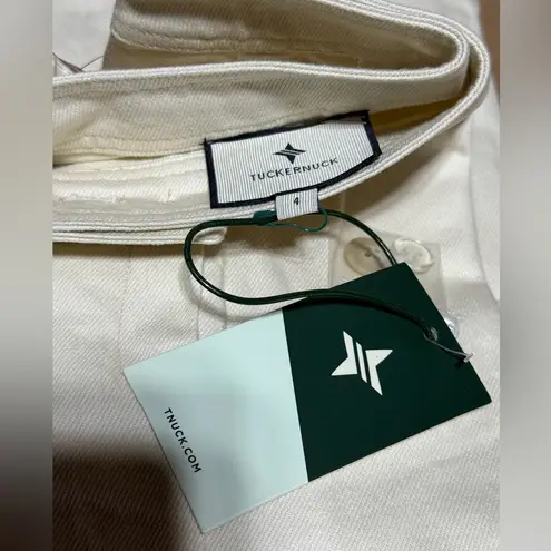 Tuckernuck Ecru Denim Lia Skirt Size 4 NWT 100% Cotton Cream Maxi Slit Chic