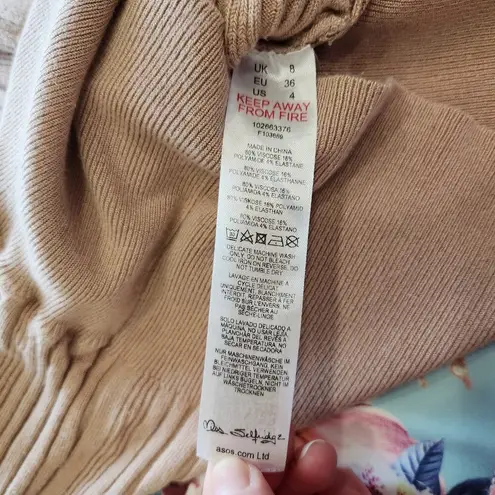 Miss Selfridge Long Sleeve Ribbed Knit Top Stretchy Ballet Pink Pullover Size 4