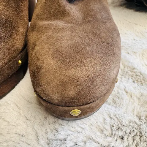 Rockport Katja Shearling Boot Size 7 Dark Brown Grommet Accent & 1" Platform