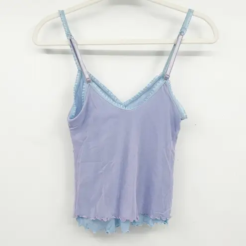 Womens Y2k Vintage Fairycore Fairy Pastel Coquette Sheer Ruched Cami Tank Top Purple Size XS