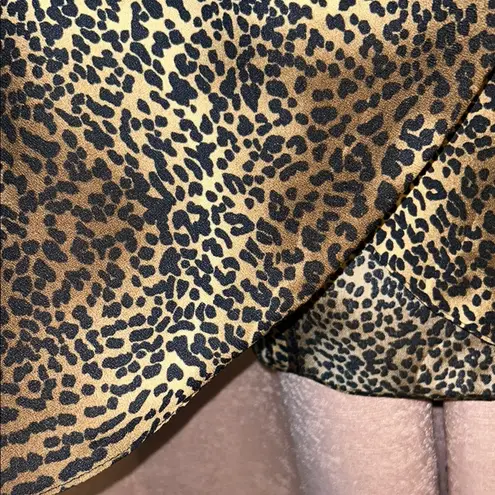 Leopard Print Strapless Dress with Bow Brown Size 12