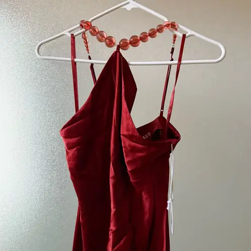 STAUD π Cadence Embellished Satin Maxi Dress in Rust Sz 4