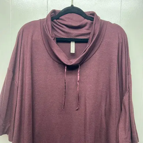 Cacique Mix Media Womens Funnel Neck Wide Sleeve Burgundy Sweater/Top Size 22/24
