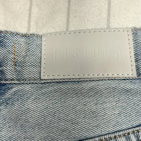 Pistola Women's Frayed Hem Jean Shorts - Light Blue, Distressed Shorts, Button