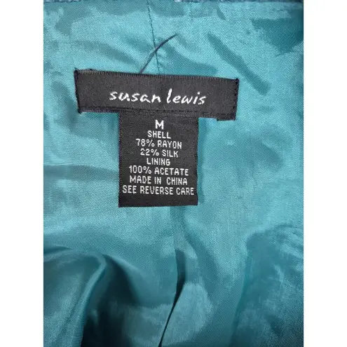Susan Lewis Rayon Blend Teal Turquoise Velvet Jacket Sz M NWOT Blue Size M
