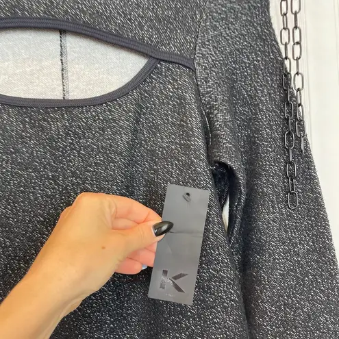 Koral NWT Women’s Black Chest Cut Out Front Pullover Sweatshirt Size M