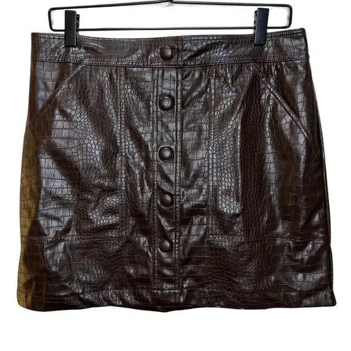 House of Harlow 1960 Snake Print Faux Leather A-Line Mini Skirt Size 8