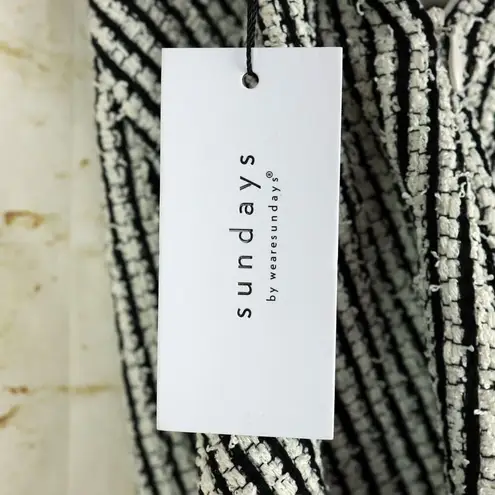 Sundays Berry Short Womens S White Black Striped Boucle High Waist Pleated NWT