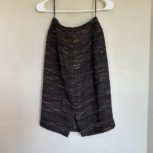 Lafayette 148 New York Tweed Boucle Blazer Skirt Jacket Size 6 Brown Work wear