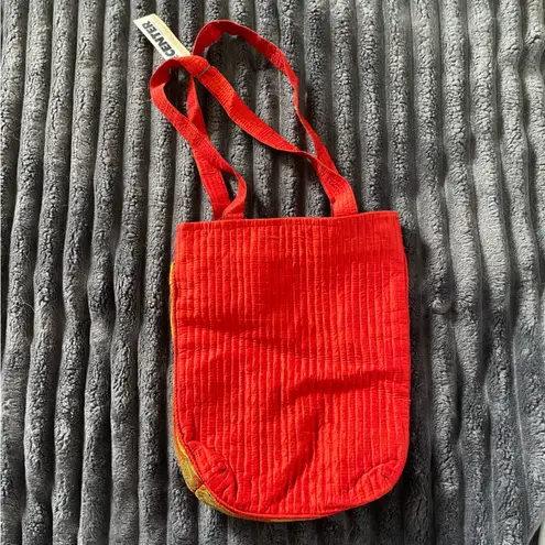 NWT Shrujan Threads of Life Indian Embroidered Mirror Bag Zipper Pockets Boho Orange