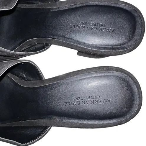 American Eagle  Women Black Suede Slip On Mule Block Heel Open Toe Size‎ 9 Shoe - Image 8