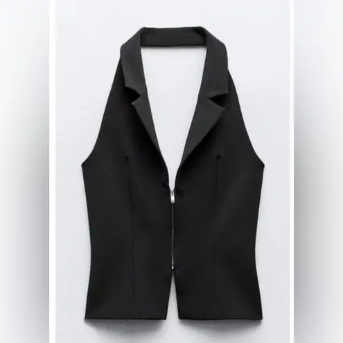 ZARA  Black Halter Neck Top with Open Back - Image 2