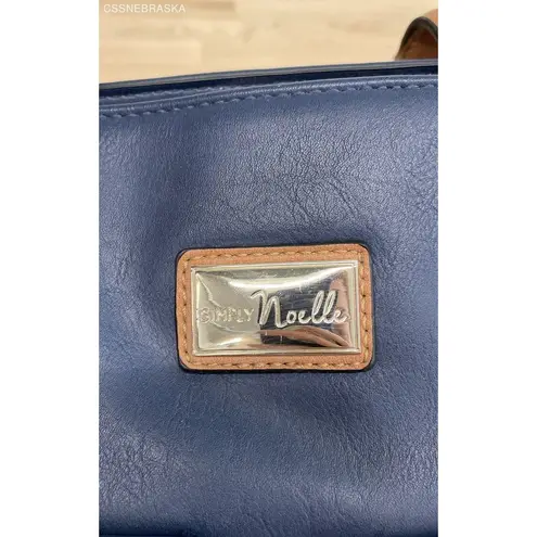 Simply Noelle Navy Blue and Tan Women's Large Satchel Bag