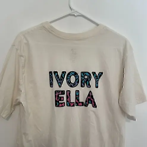 Ivory Ella Electric Leopard Logo Oversized Tee Cream Ivory Short Sleeve T-Shirt